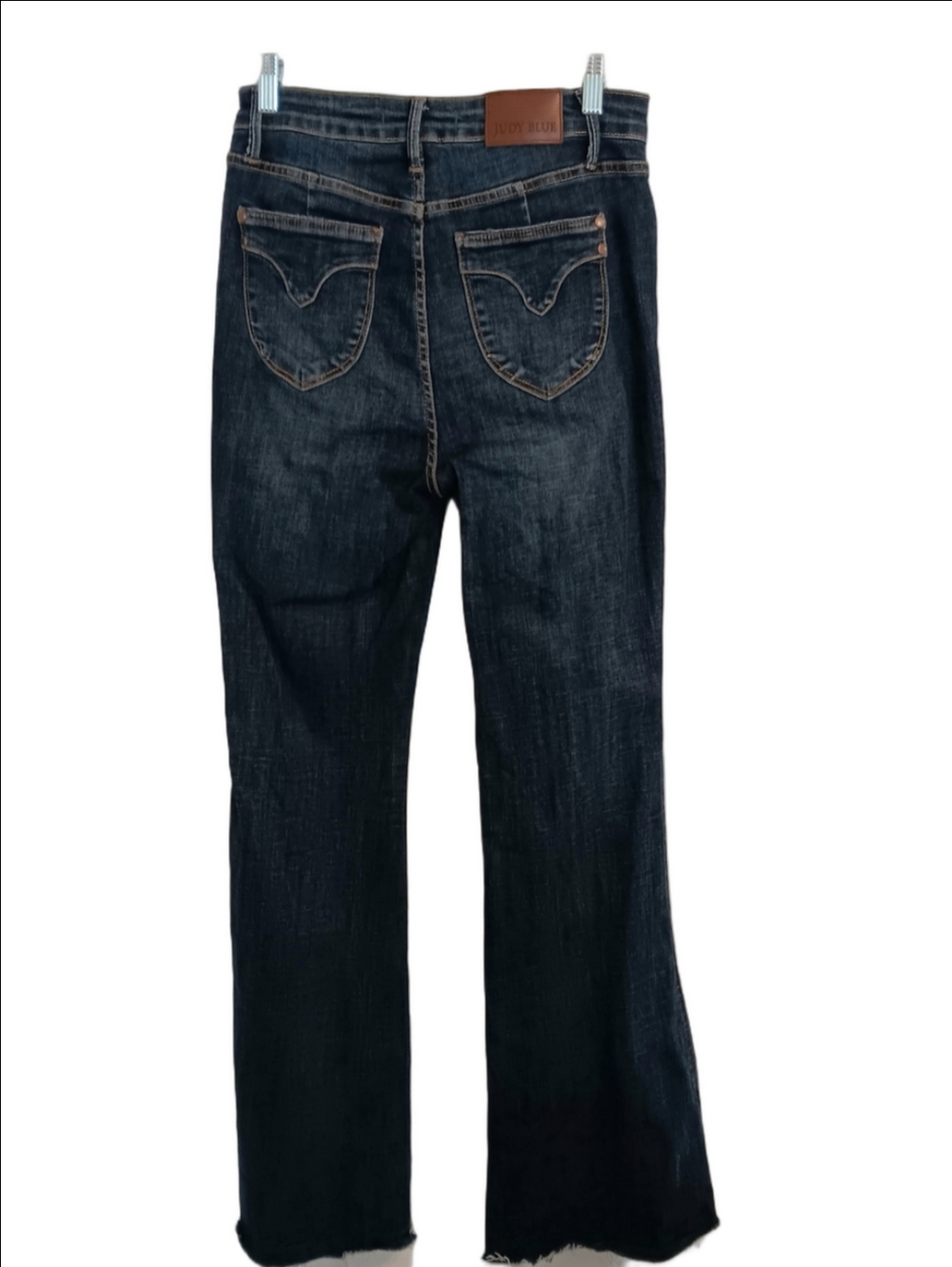 Judy Blue The Amelia Dark Wash Tummy Control Flare Jeans Raw Hem - Picture 9 of 9